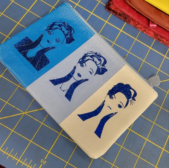 Triple Lady in Blue Graphic Clutch Cosmetic Bag - Picture 1 of 4